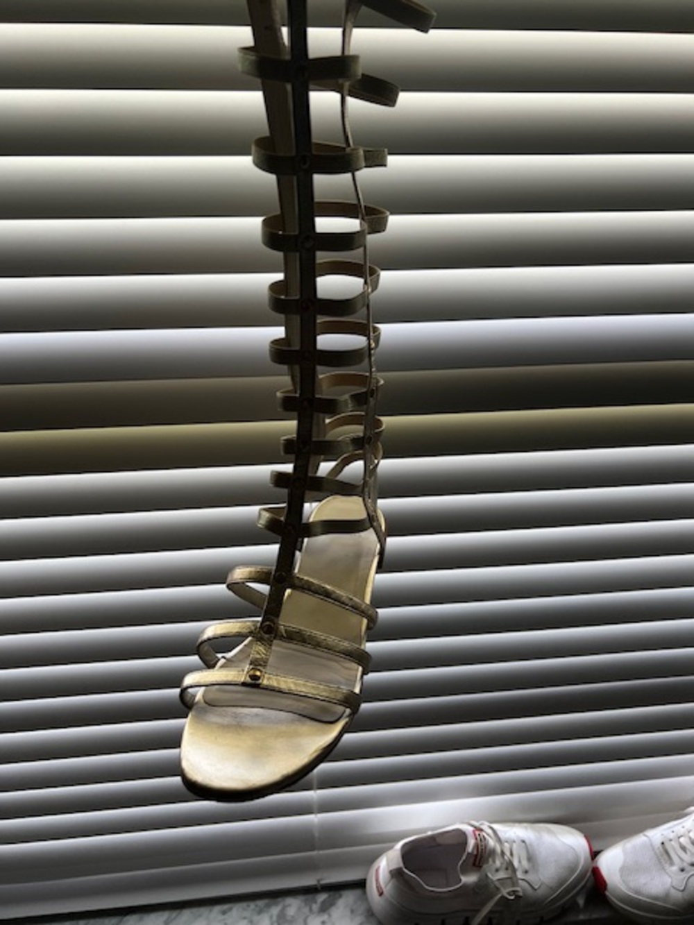 Stuart Weitzman Metallic Gold Gladiator Knee-High Sandals